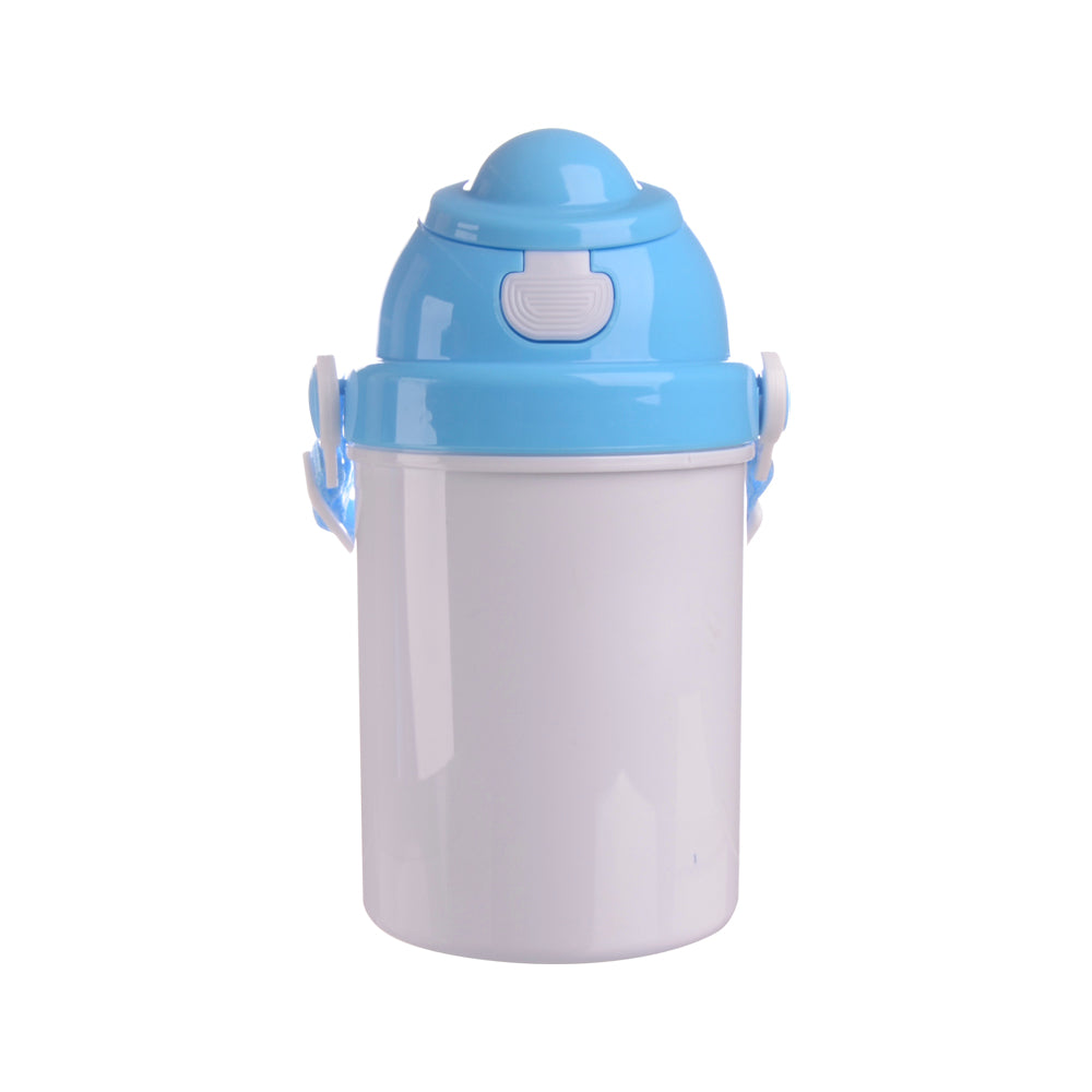 Garrafa Plástica Infantil 400ml Branca com Tampa Azul para Sublimação LiVE