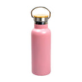 Garrafa Térmica Inox 500ml Rosa Claro com Tampa de Bambu para Sublimação