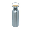 Garrafa Térmica Inox 500ml Prata com Tampa de Bambu para Sublimação