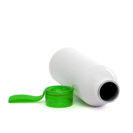 Garrafa de Alumínio 650ml Branca com Tampa Verde Claro para Sublimação