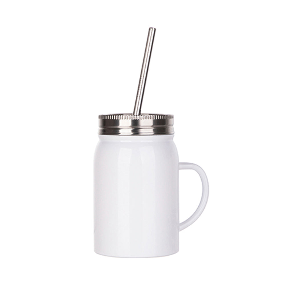 Jarra de Inox Branca 500ml com Tampa para Sublimação - LiVE