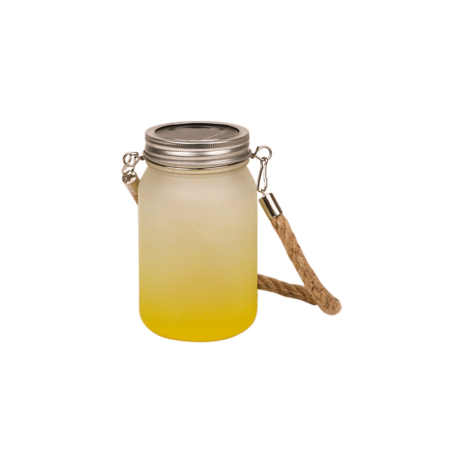 Jarra de Vidro 450ml Degradê Amarelo com Corda para Sublimação
