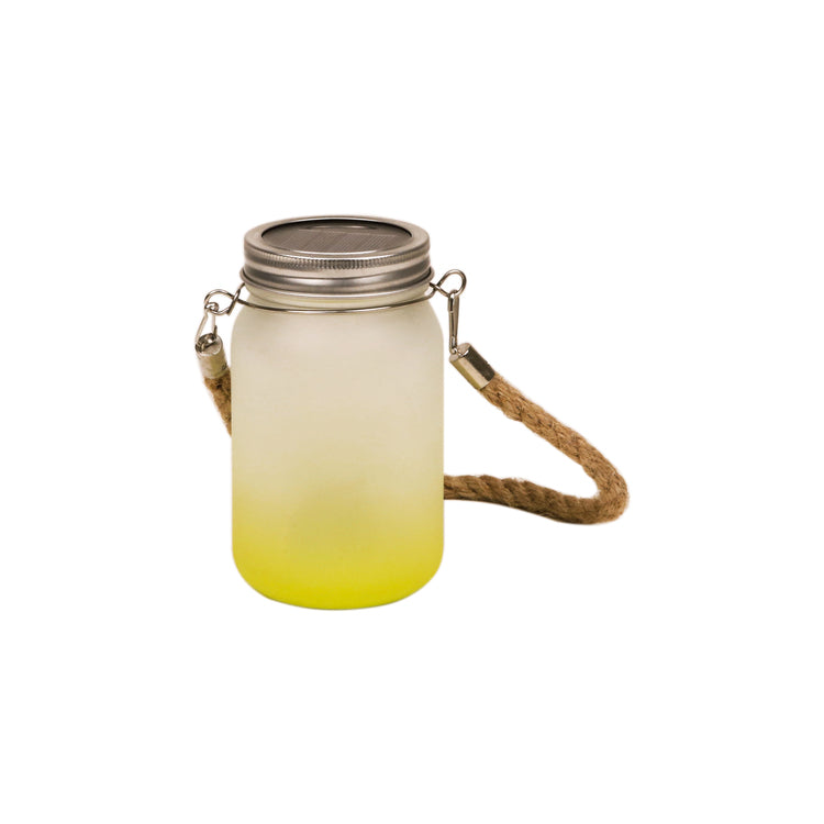 Jarra de Vidro 450ml Degradê Amarelo Limão com Corda para Sublimação