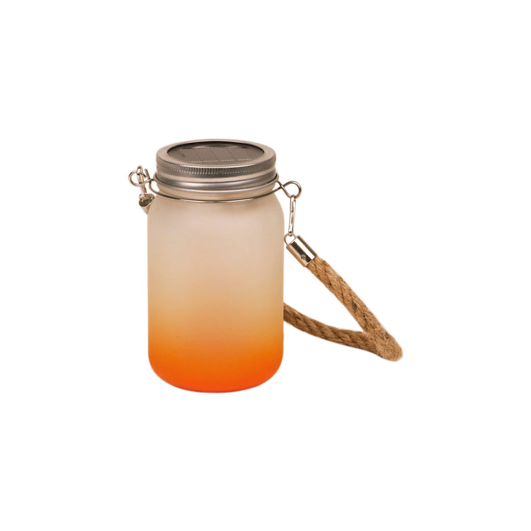 Jarra de Vidro 450ml Degradê Laranja com Corda para Sublimação