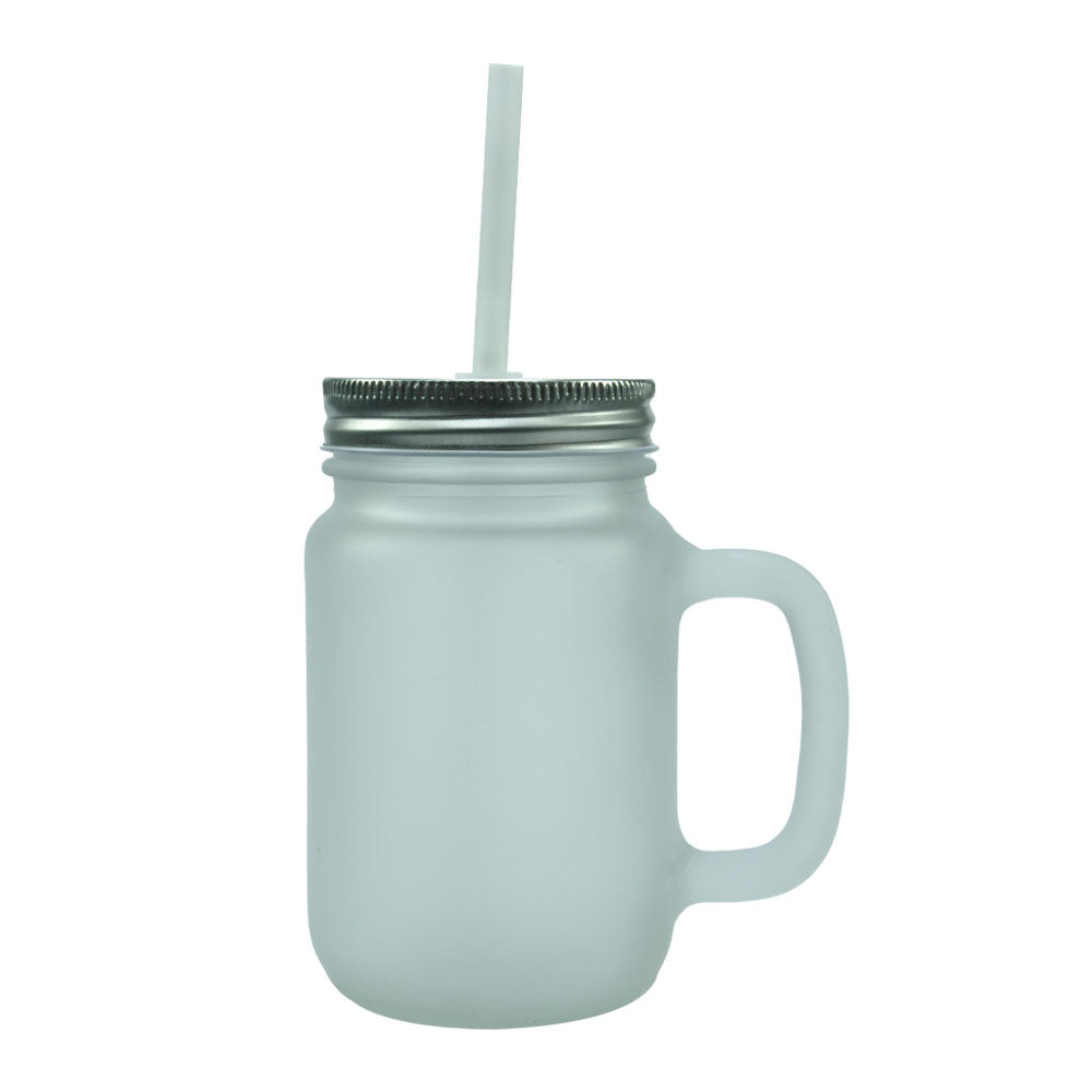 Jarra de Vidro Fosco 350ml com Tampa e Canudo Reutilizáveis para Sublimação