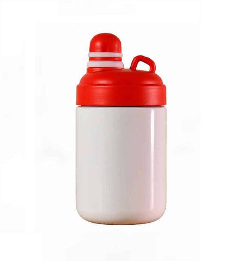 Garrafa térmica Kawaii LiVE 500ml branca com tampa de silicone vermelha para sublimação