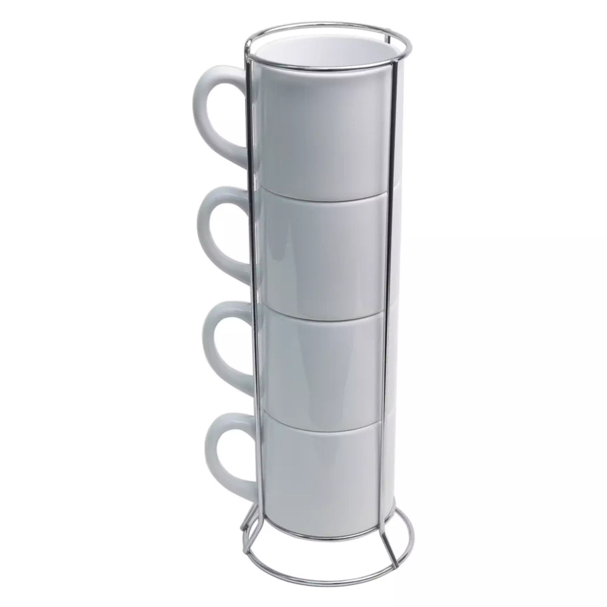 SUPORTE LONDON METAL P/ 4 XÍCARAS CERÂMICA 120ML PRATA