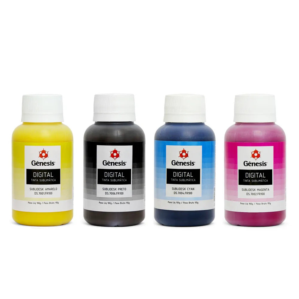 Kit 4 Tintas para Sublimação Gênesis 100ml - Cores Vibrantes e Alta Durabilidade