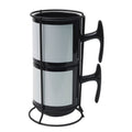 Conjunto Torre de Xícaras Majestic 2 Peças Cerâmica 325ml Preto com Suporte