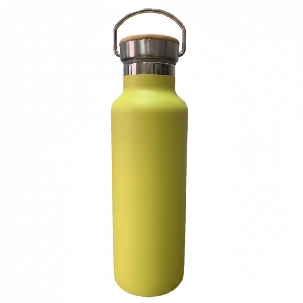 Yellow Stainless Steel Insulated Bottle 500ml with Bamboo Lid for Sublimation