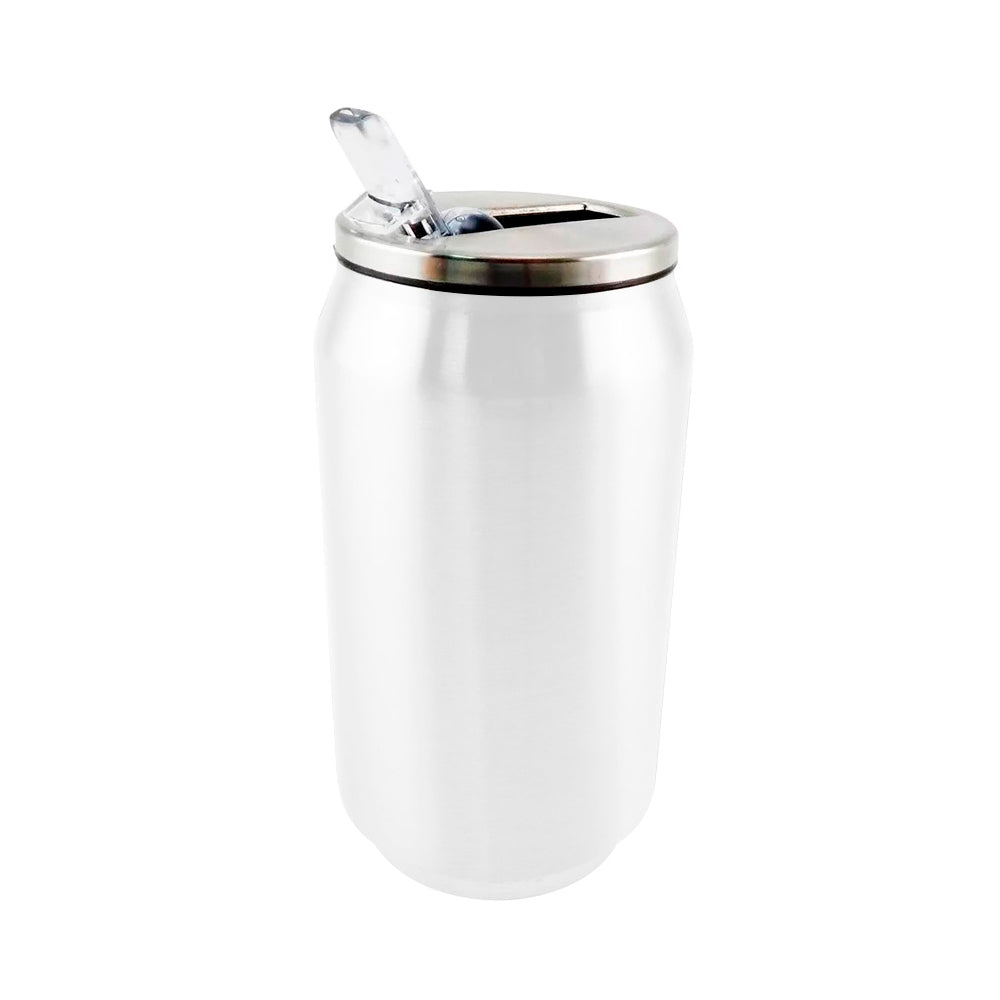 Latinha Inox Branca 300ml com Canudo Coca-Cola para Sublimação