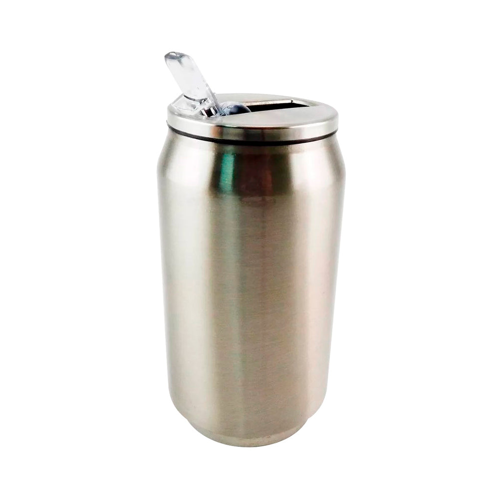 Latinha Inox Prata 300ml Coca-Cola com Canudo para Sublimação