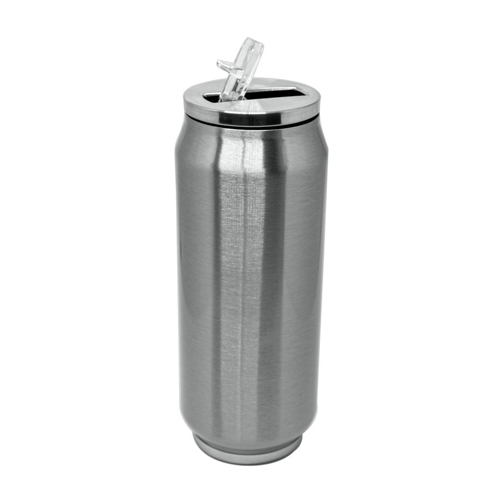 Latinha Inox Prata 400ml Coca-Cola com Canudo para Sublimação
