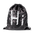 Mochila Saco 35x45cm Preto e Branco com Lantejoulas para Sublimação