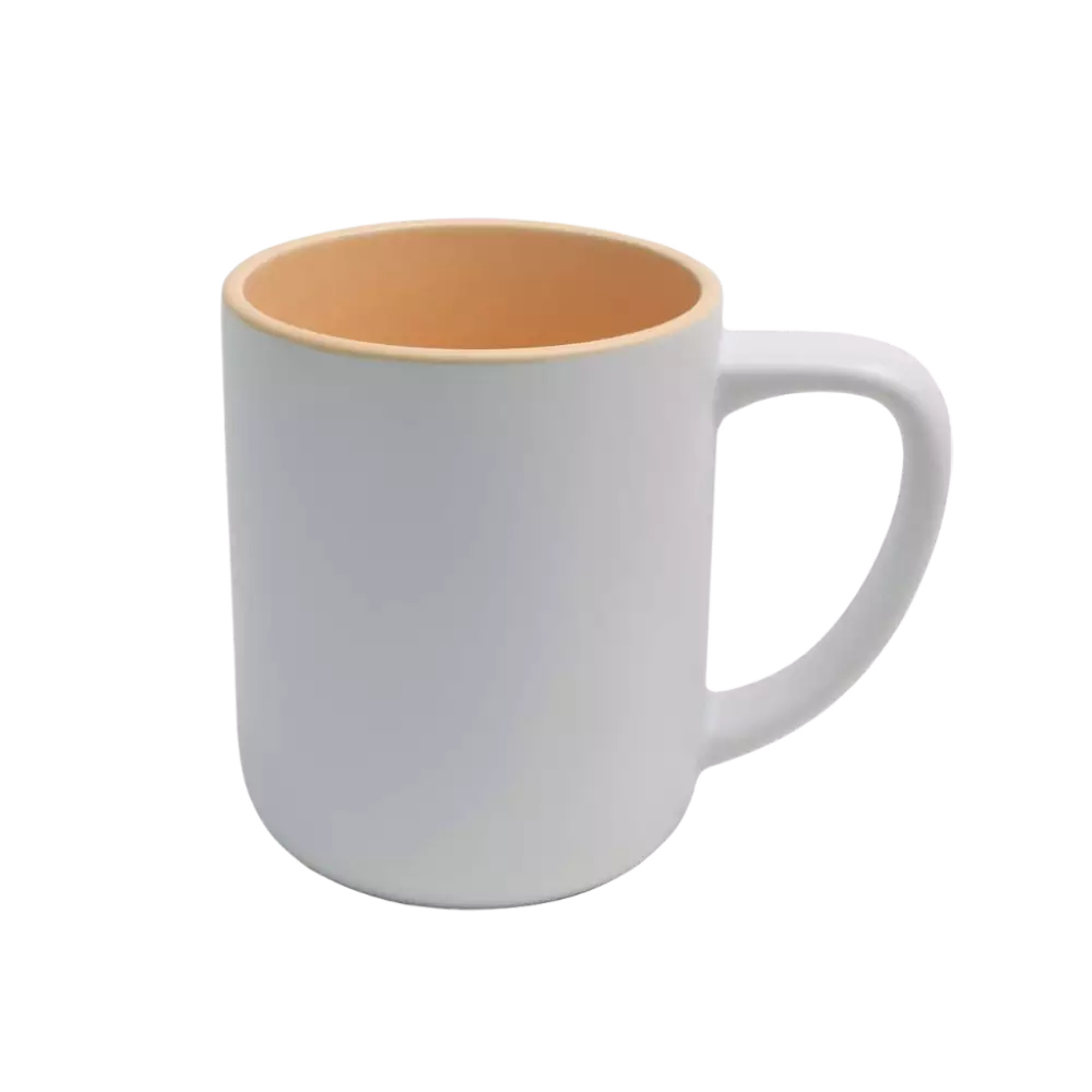 Caneca Cerâmica Matte Ocre 325ML para Personalização - Design Orgânico