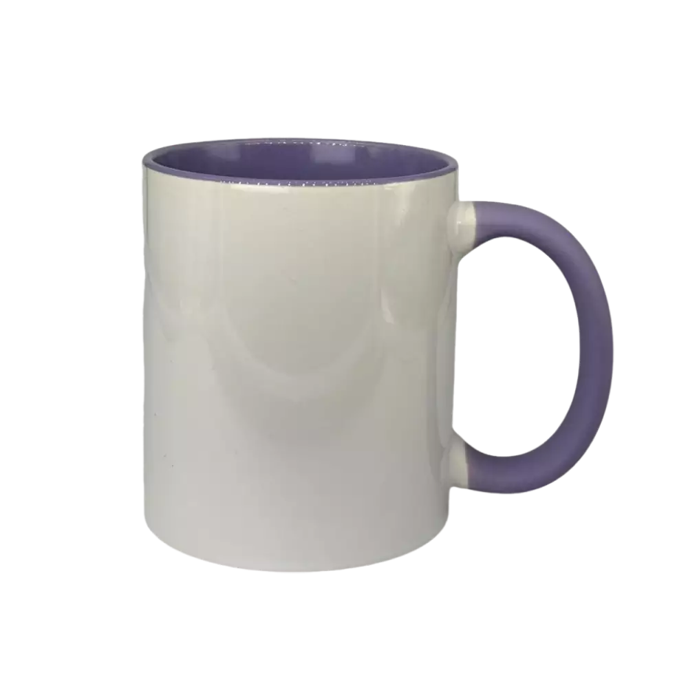 Caneca de Cerâmica 325ml Branca com Interior Lilás para Sublimação