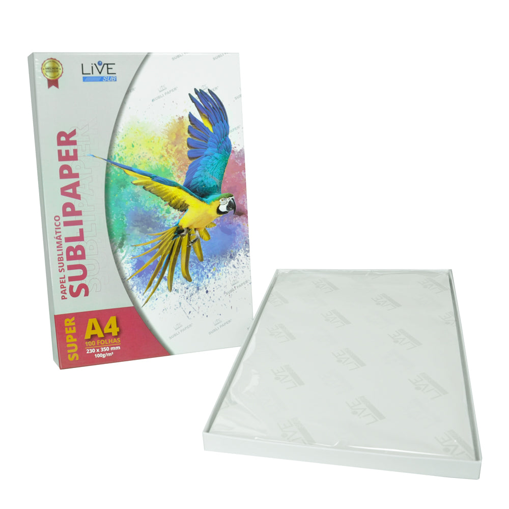 Papel para Sublimação A4 23x35cm 100g LiveSub 100 Folhas para Impressões Vibrantes