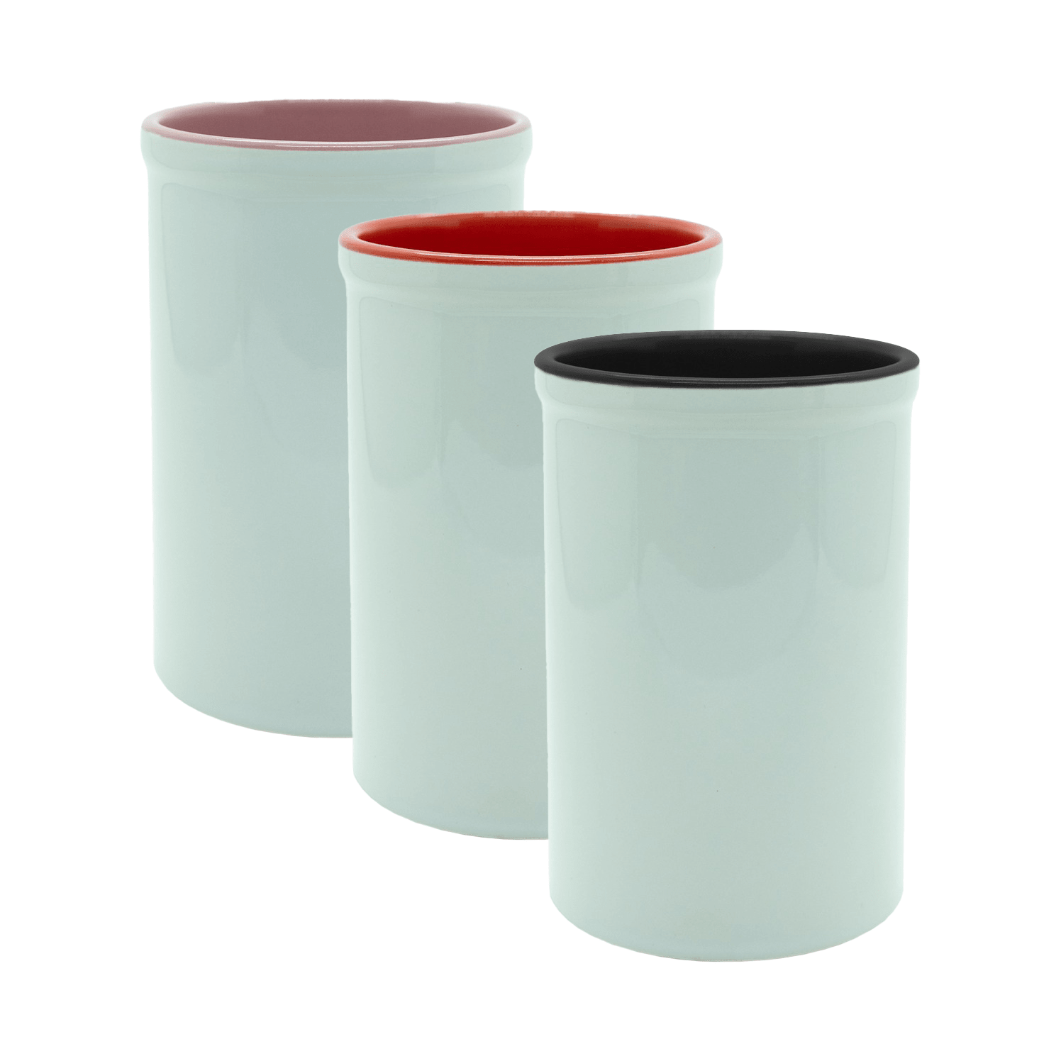 Kit 3 Porta Canetas de Cerâmica Branco e Cores Variadas para Escritório