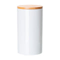Pote de Cerâmica Branco 900ml com Tampa de Bambu Natural para Sublimação