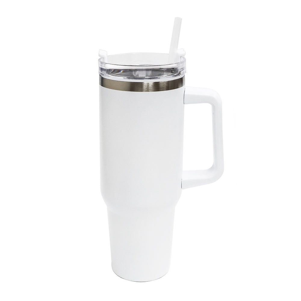 Copo Térmico Titan 1200ml Branco Fosco com Canudo para Sublimação