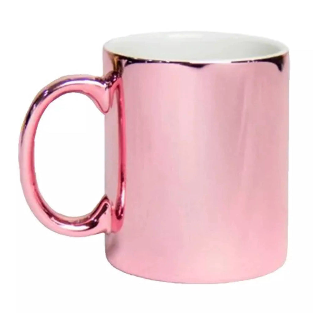 Caneca Cromada Rose 325ml com Alça Prata para Sublimação