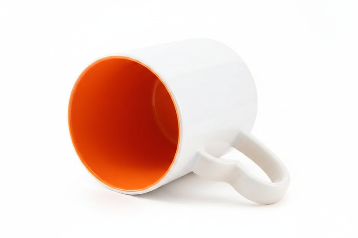 Caneca de Cerâmica 325ml com Alça Coração Amarela para Sublimação