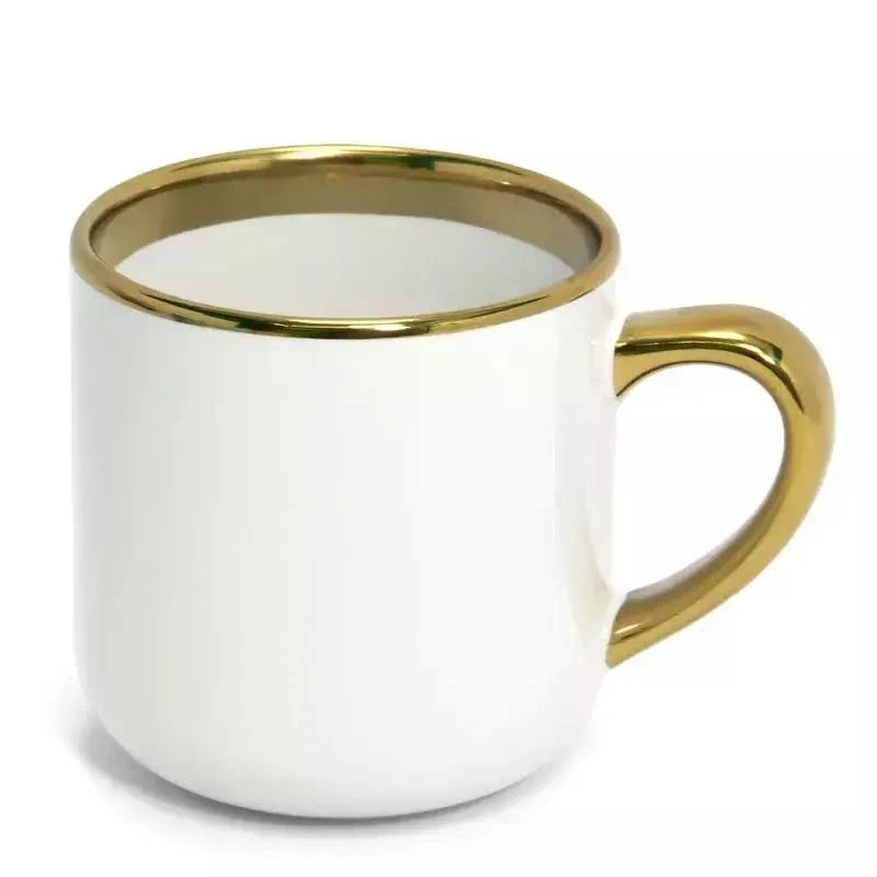 Caneca Cerâmica Branco Imperial com Interior e Alça Dourada 400ml para Personalização