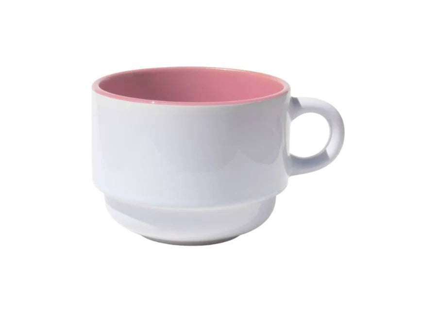 Xícara de Cerâmica 150ml Branca com Interior Rosa para Sublimação