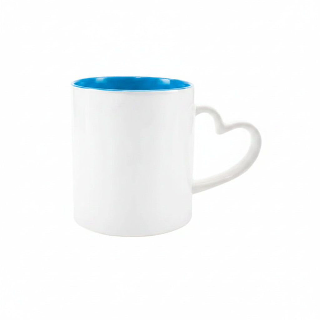 325ml Ceramic Mug with Blue Heart Handle for Sublimation