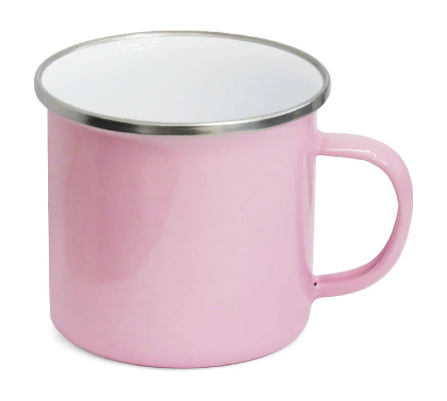 Light Pink 360ml Enamel Mug with Silver Rim for Sublimation