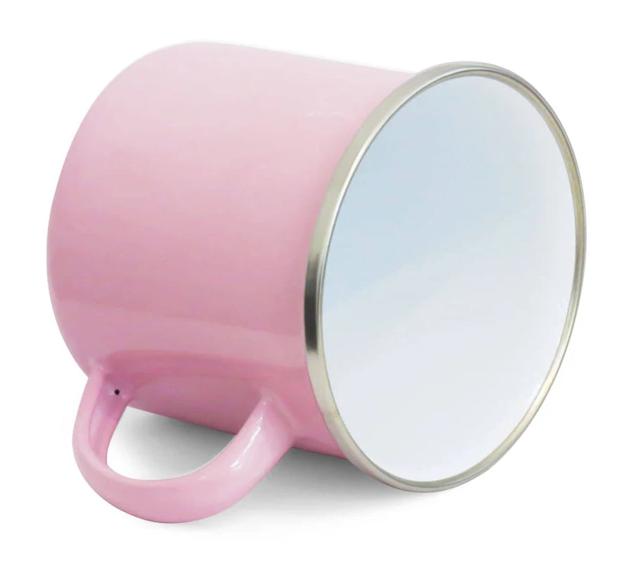 Light Pink 360ml Enamel Mug with Silver Rim for Sublimation