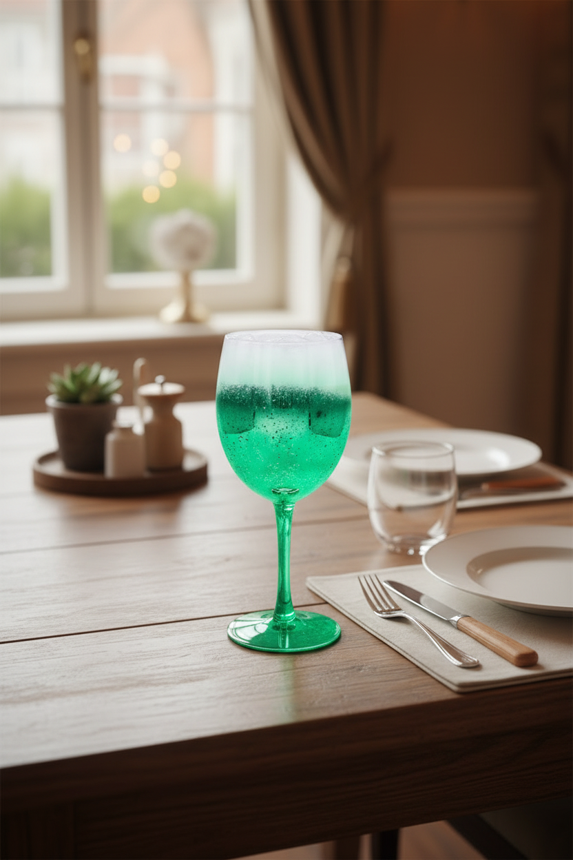 Taça de Vinho Cristal 315ml Purpurina Verde para Sublimação Elegance