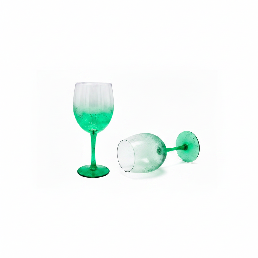 Taça de Vinho Cristal 315ml Purpurina Verde para Sublimação Elegance