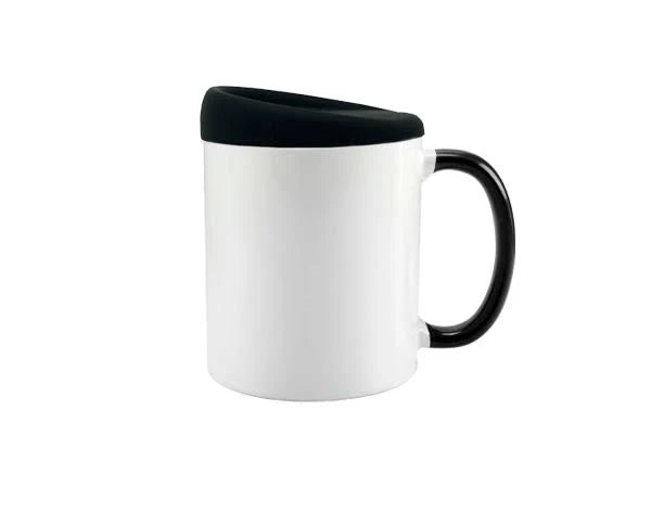 Black Silicone Lid 9cm for Mugs - Flexible and Reusable Seal