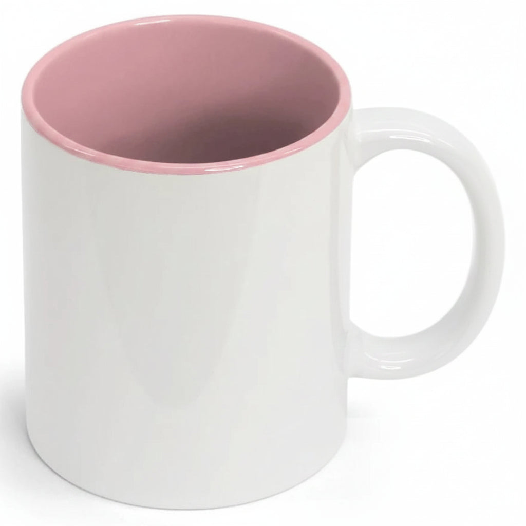 Caneca de Cerâmica Branca 325ml com Interior Rosa para Sublimação
