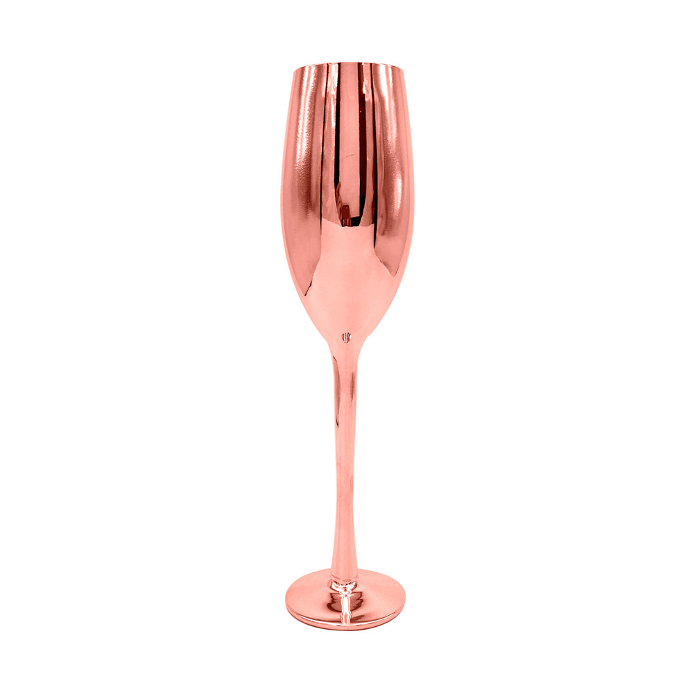 Taça de Champanhe Cromada Rose em Cristal 230ml para Sublimação
