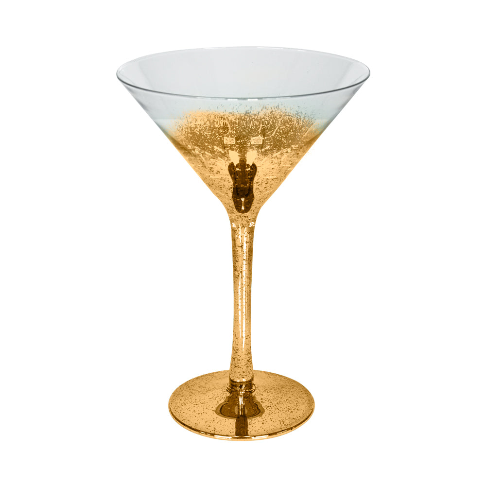 Taça de Cristal 230ml com Purpurina Dourada para Sublimação de Drinks