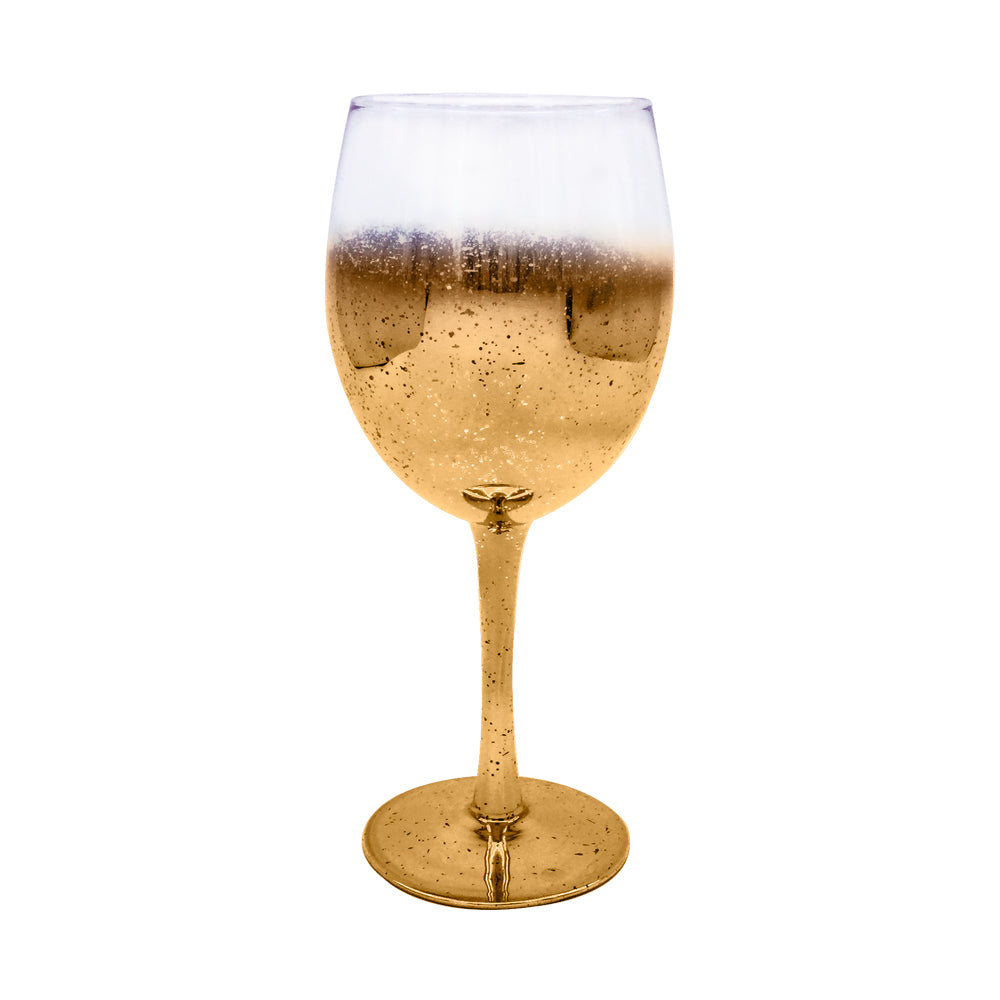 Taça de Vinho em Cristal 315ml com Purpurina Dourada para Sublimação