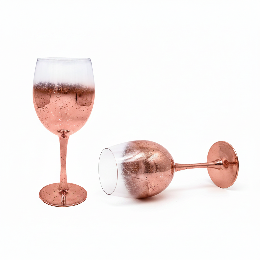 Taça de Vinho Cristal 315ml Purpurina Rose para Sublimação Elegance LiVE