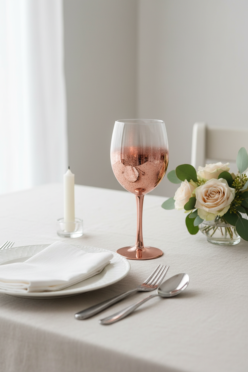 Taça de Vinho Cristal 315ml Purpurina Rose para Sublimação Elegance LiVE