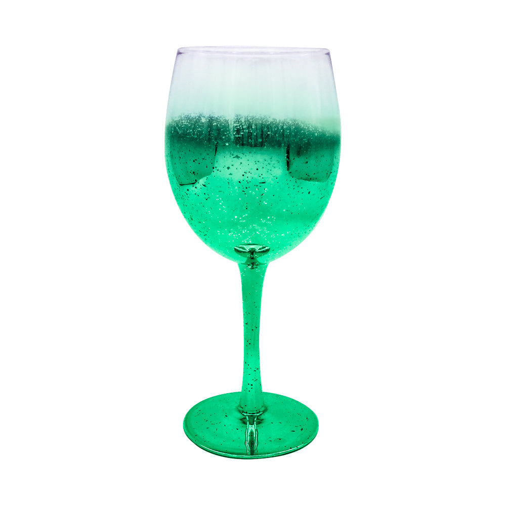 Taça de Vinho Cristal 315ml Purpurina Verde para Sublimação Elegance