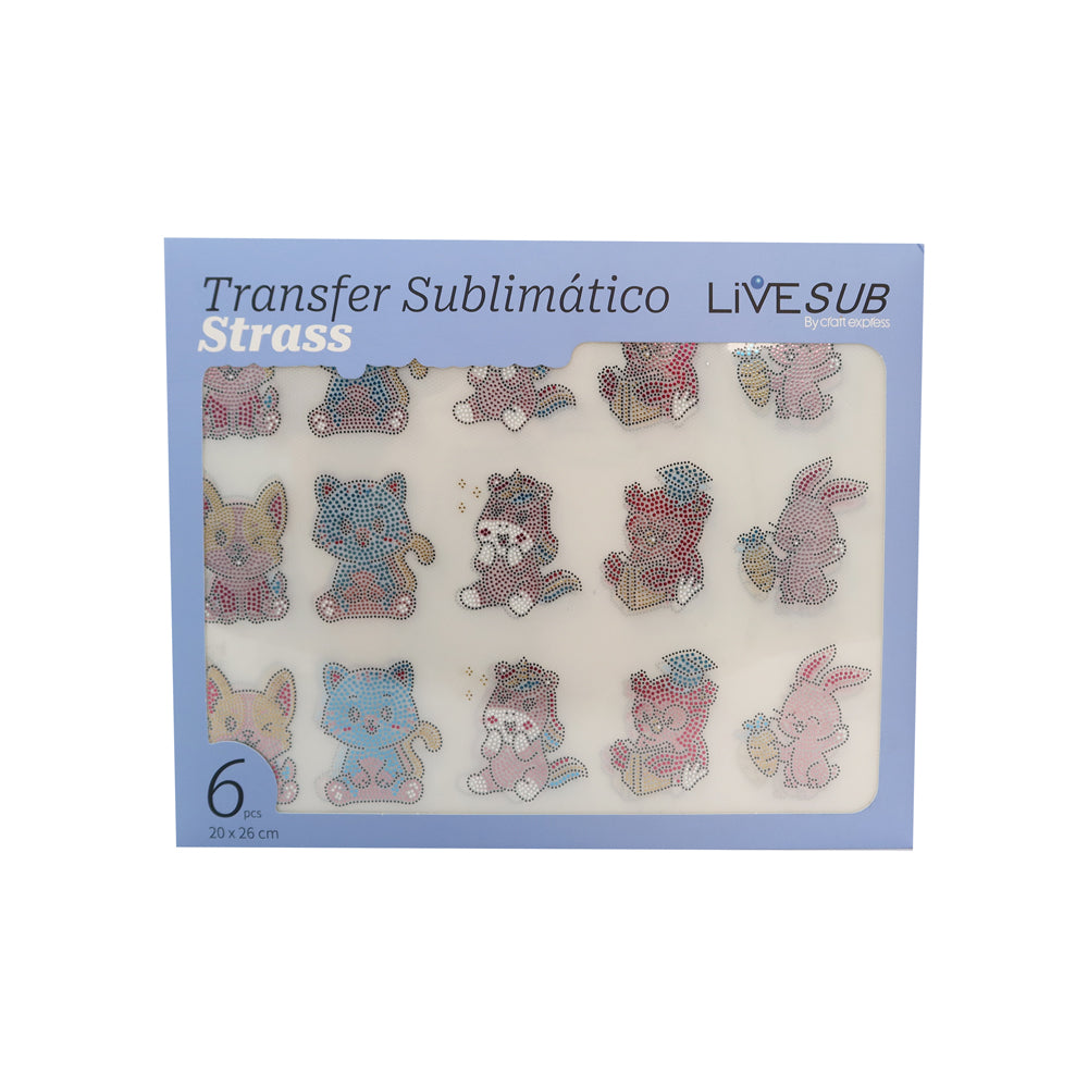 Transfer de Strass 20x26cm com Design de Animais para Personalização