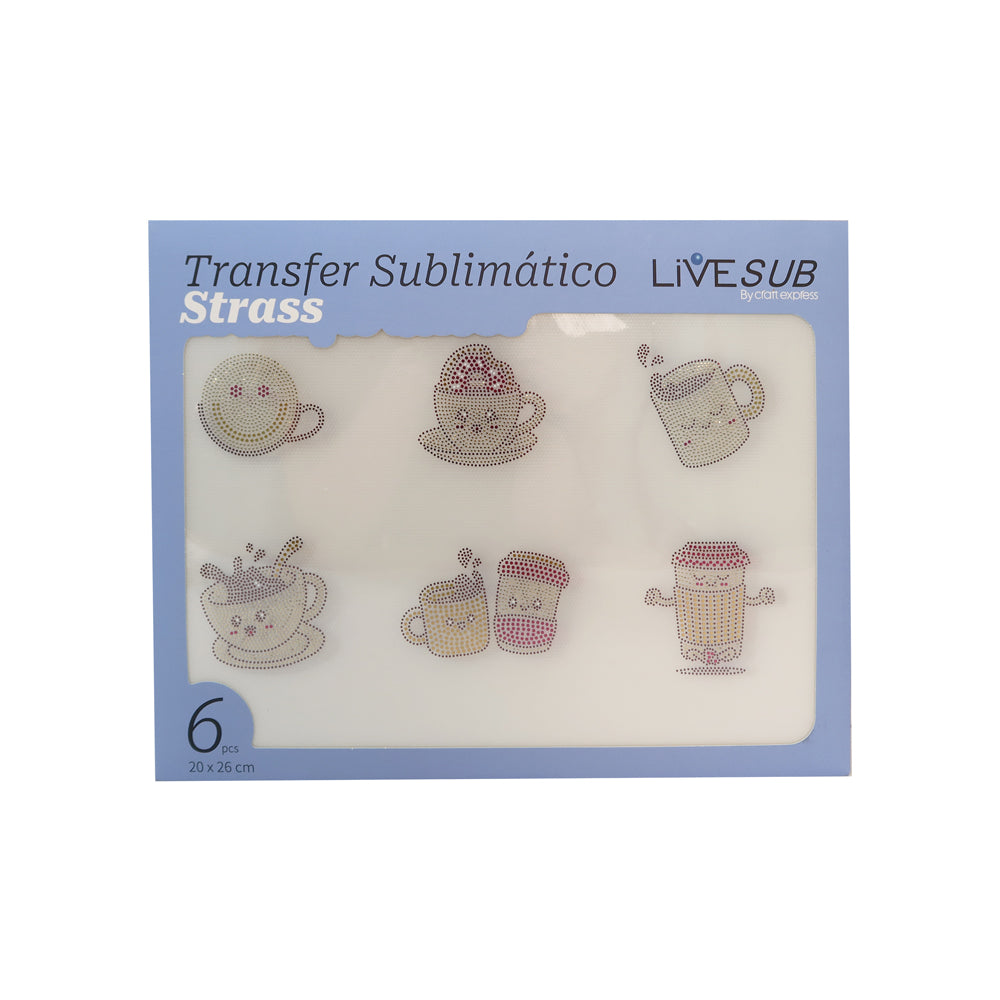 Transfer de Strass 20x26cm Coleção Café 1 para Sublimação com Brilho Intenso