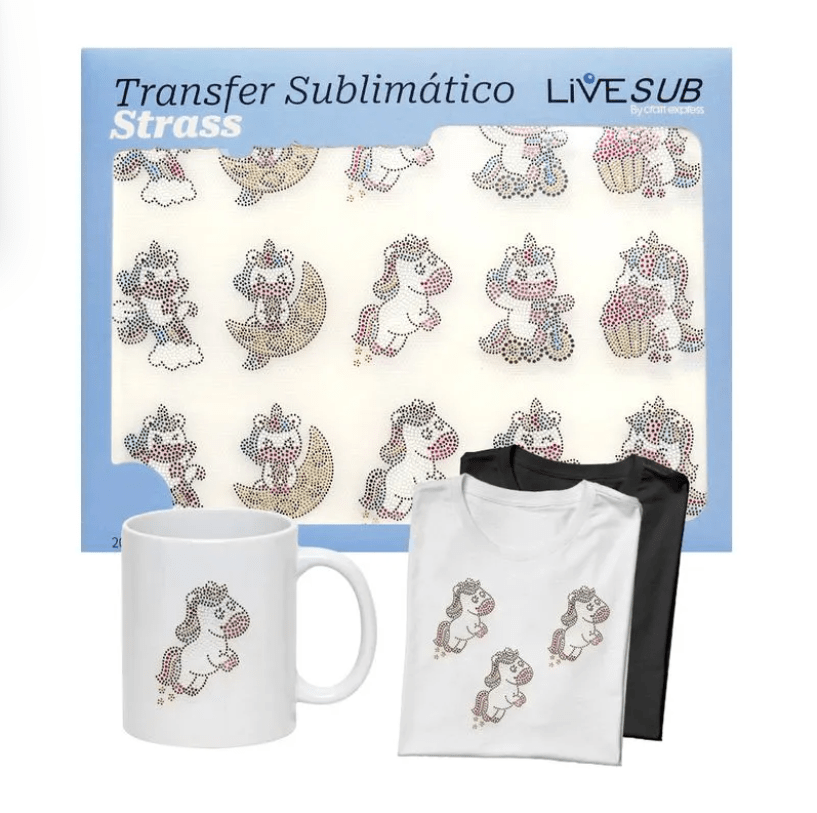 Transfer de Strass Unicórnio 20x26cm para Personalização de Roupas e Acessórios
