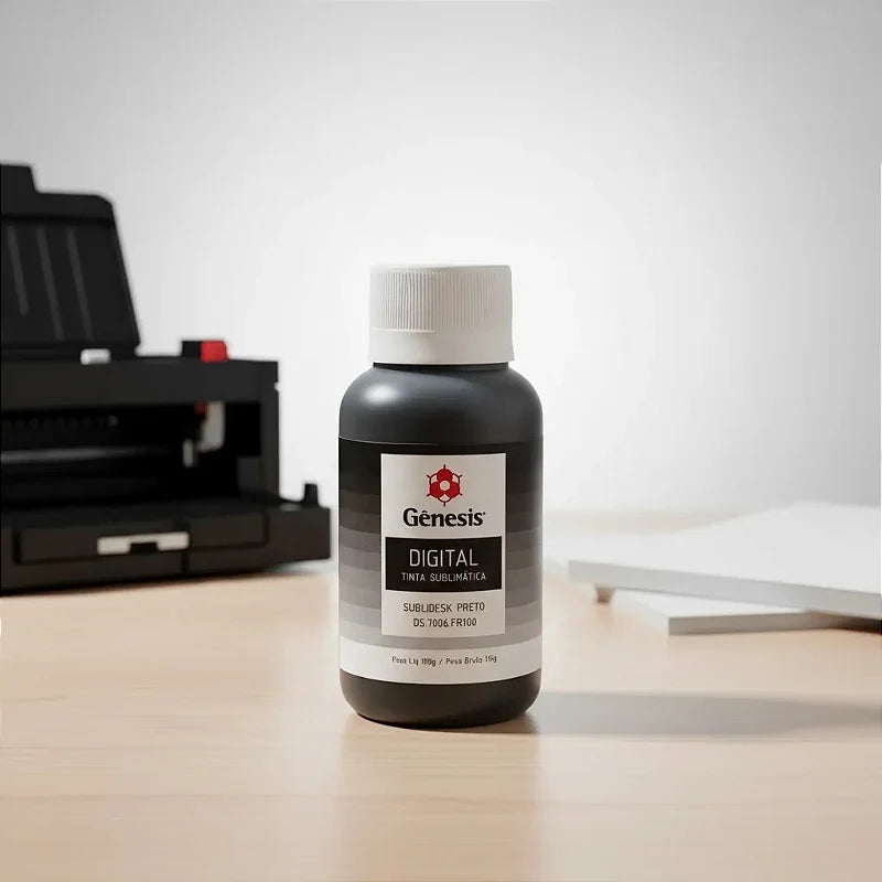Tinta para Sublimação Gênesis Preta 100ml - Cores Vibrantes e Alta Durabilidade