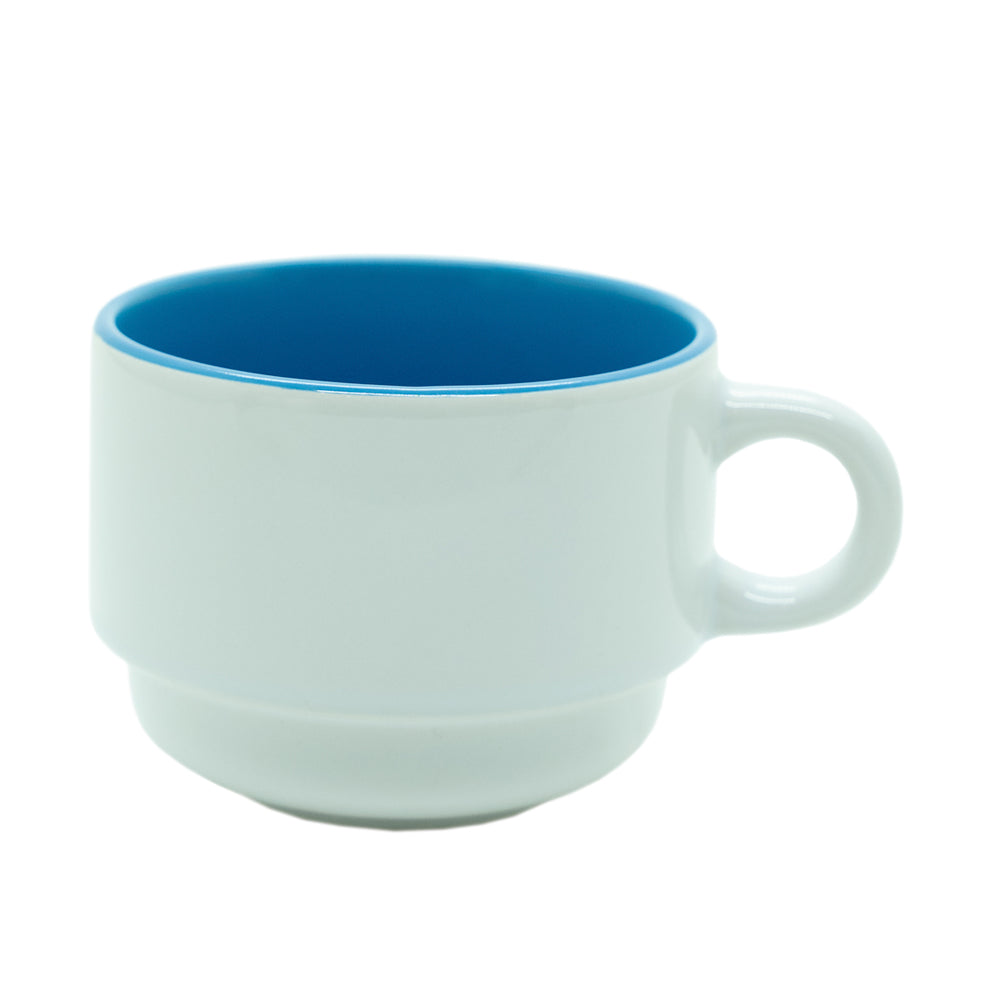 Xícara de Cerâmica 150ml Branca com Interior Azul para Sublimação LiVE
