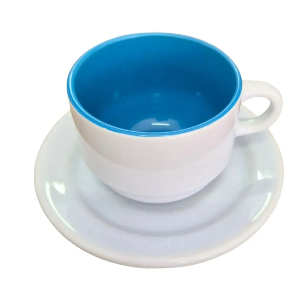 Xícara de Cerâmica 150ml Branca com Interior Azul para Sublimação LiVE