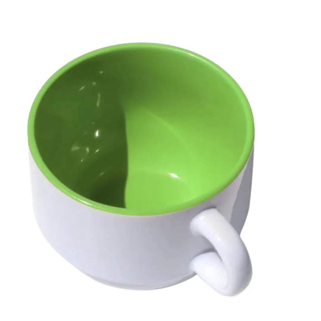 Xícara de Cerâmica 150ml Branca com Interior Verde para Sublimação
