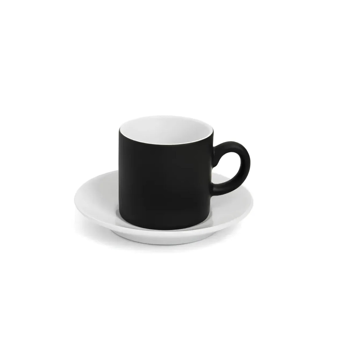 Xícara Mágica Preto Fosco 100ml com Pires em Cerâmica para Sublimação